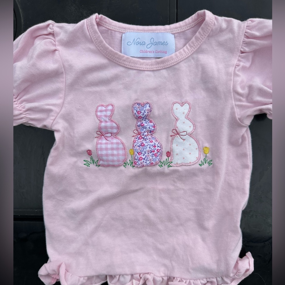 Nora James smocked bunny shirt